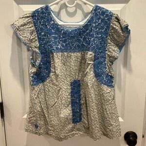 J. Marie floral embroidered top sz large